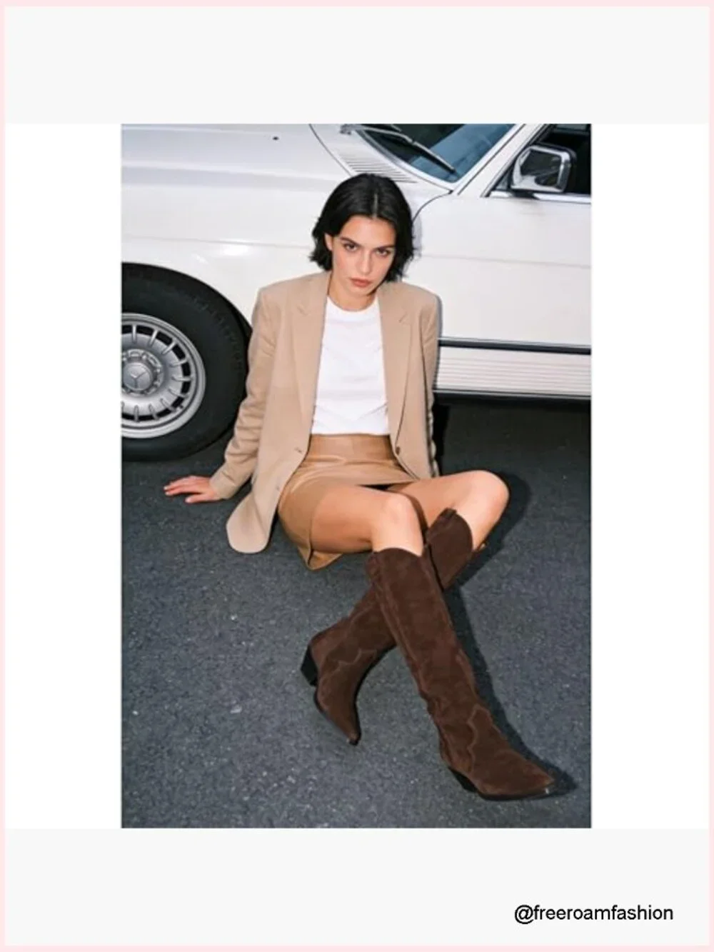 Women's Pointed Toe Cowgirl Knee High Boots Chunky Heel Pull On - Picture 5 of 6